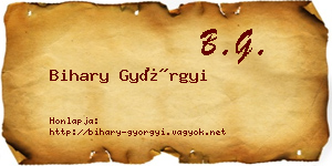 Bihary Györgyi névjegykártya